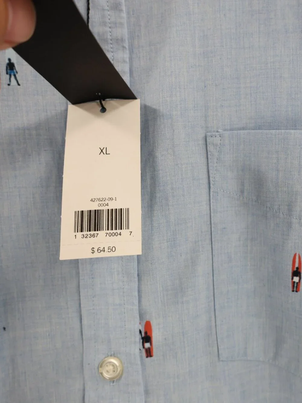 NWT Banana Republic Shirt Mens XL Slim Fit Luxe Poplin Surfer AOP Printed Blue